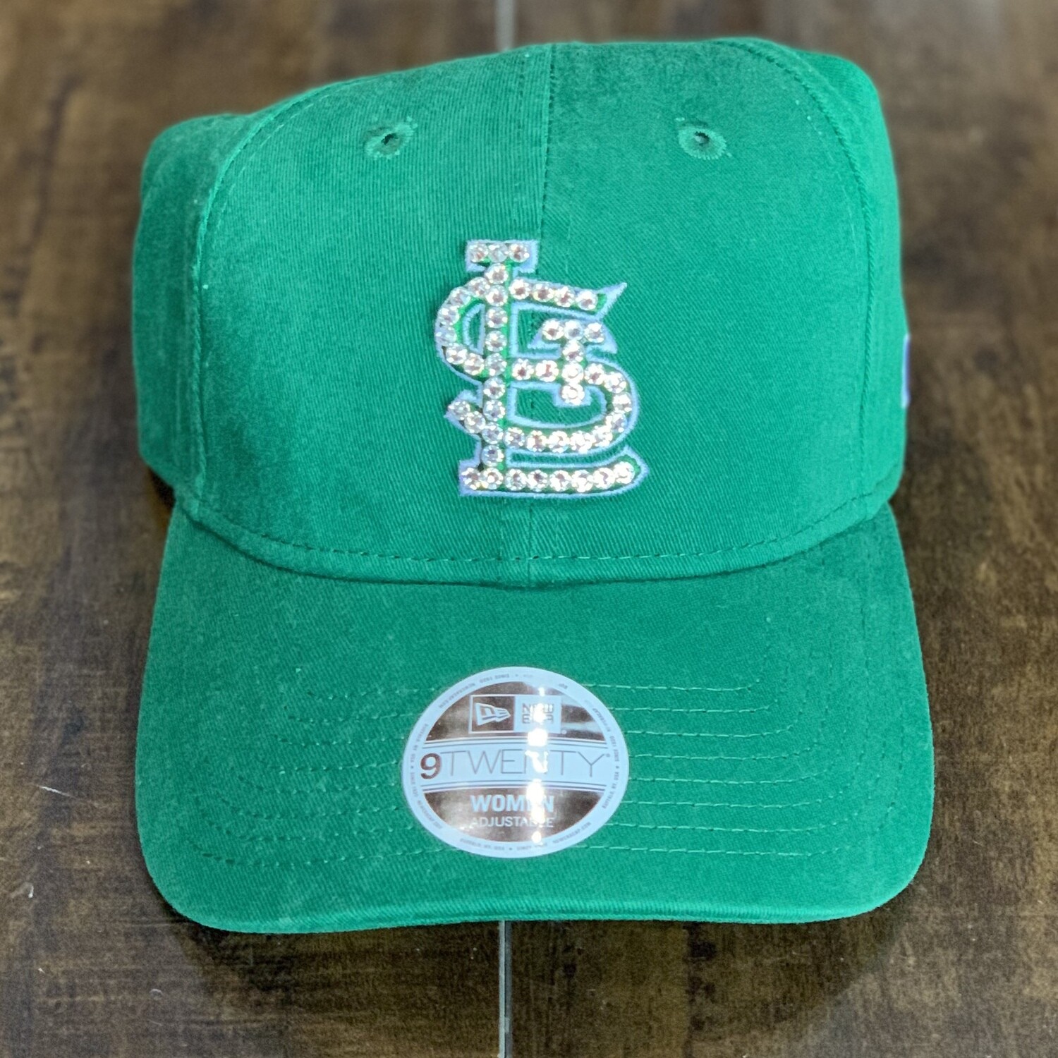 Green New Era Hat W/ Clear Crystal