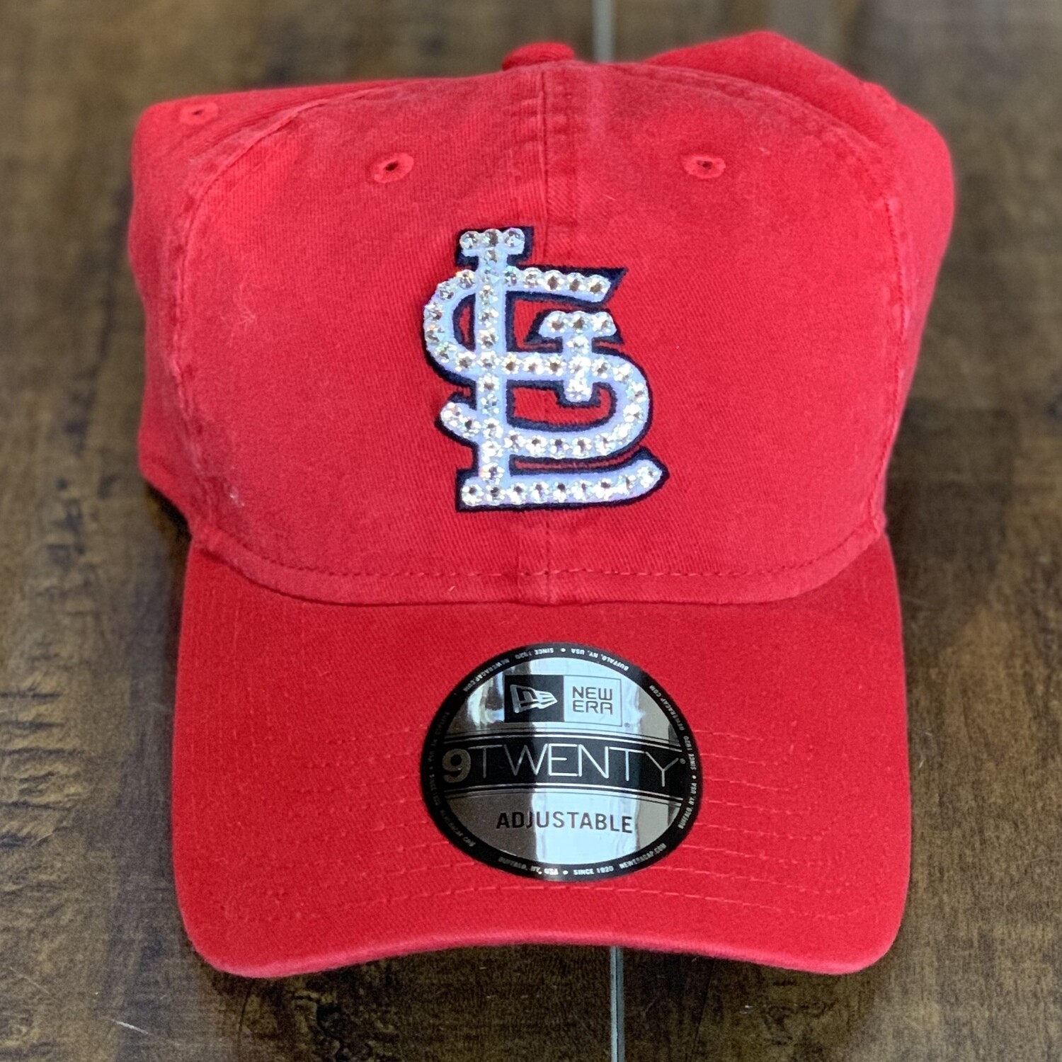 Red New Era Hat W/ Clear Crystal 