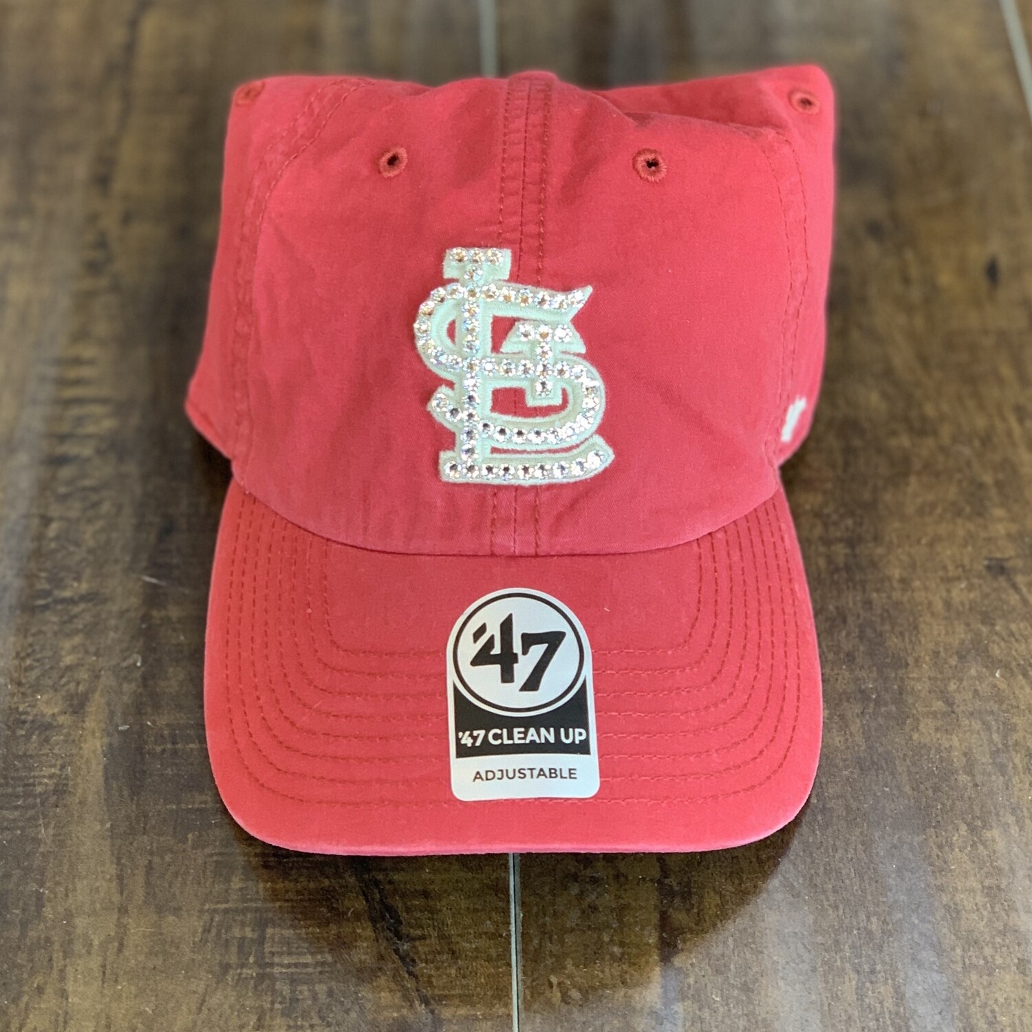 Vtg. Red '47 Hat W/ Clear Crystal
