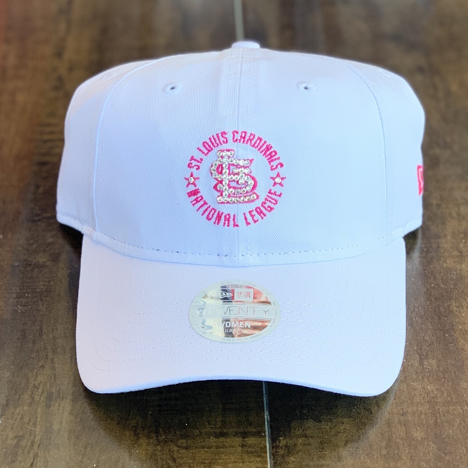 White New Era Hat w/ Pink Stitch