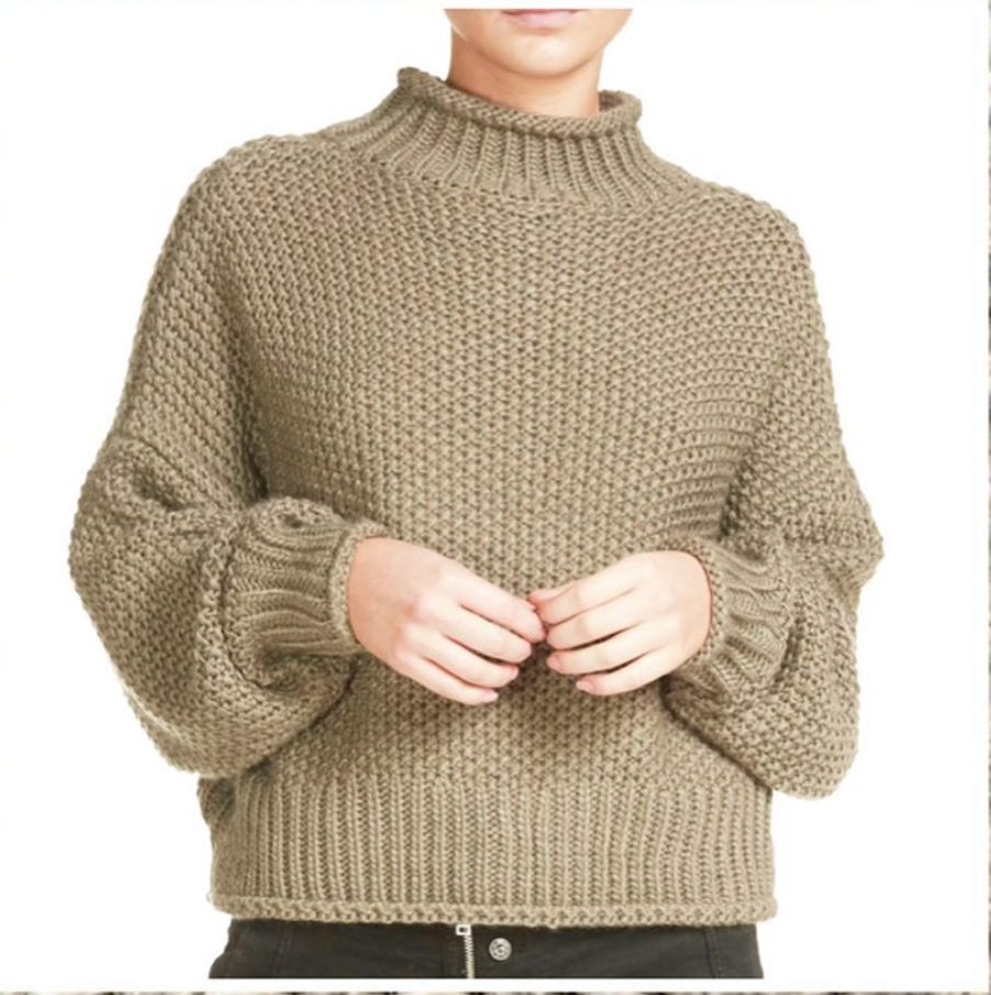 Taupe Turtle-Neck Sweater