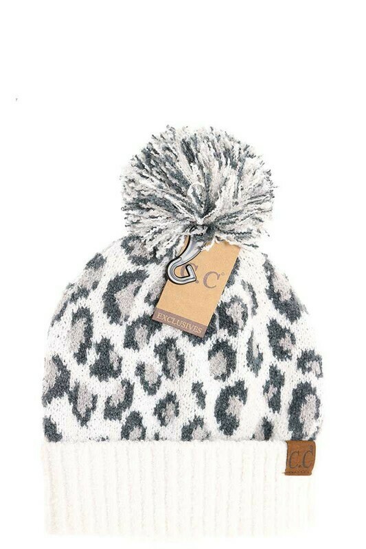 CC Leopard Pom Beanie