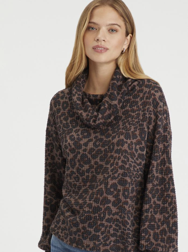 Amber Leopard Waffle Top