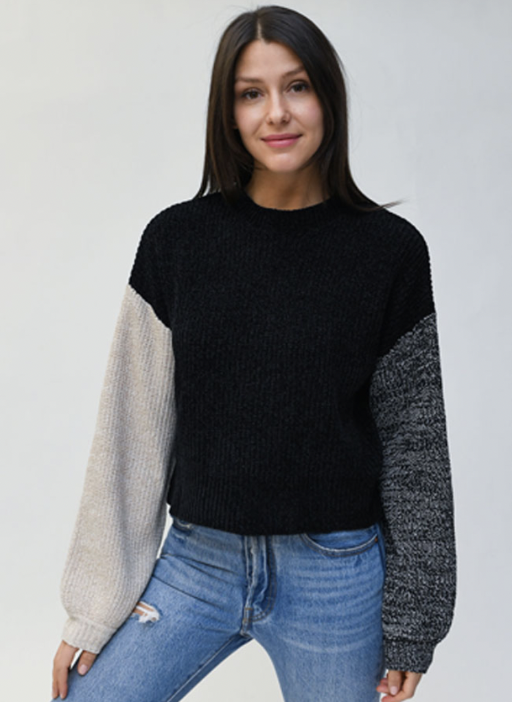 Color-Block Chenille Sweater
