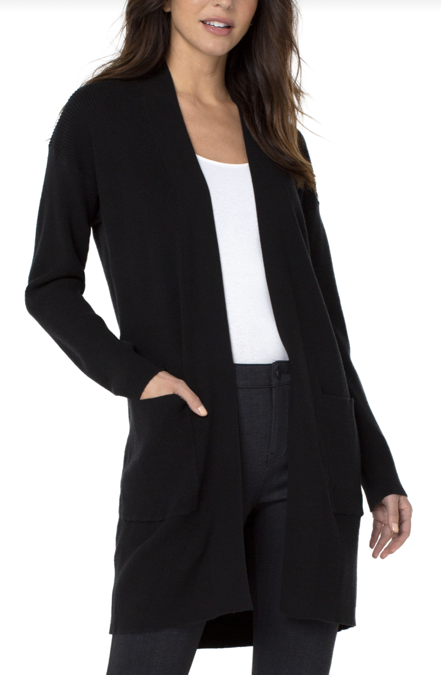 Black Ribbed Cardigan