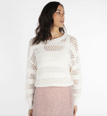 Cream Open-Weave Sweater