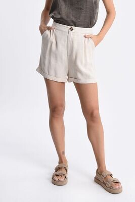 Khaki Linen HR Shorts