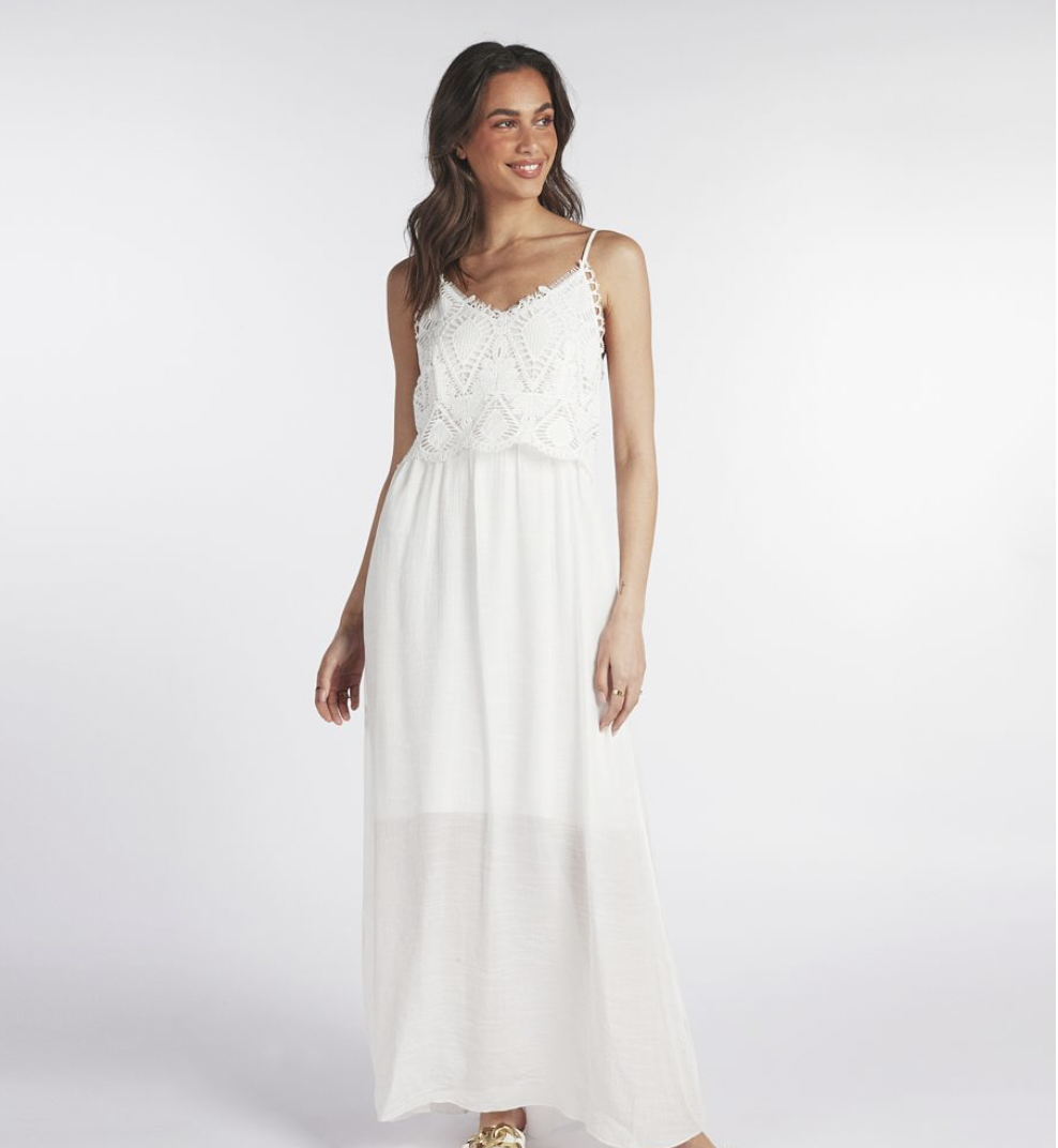 White Lace-Front Maxi