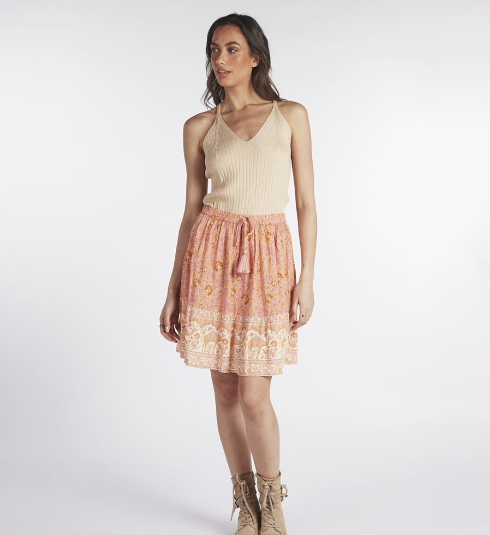  Peach Printed Skirt
