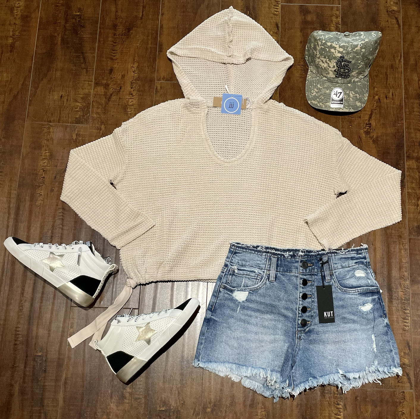 Natural Hooded L/S Top