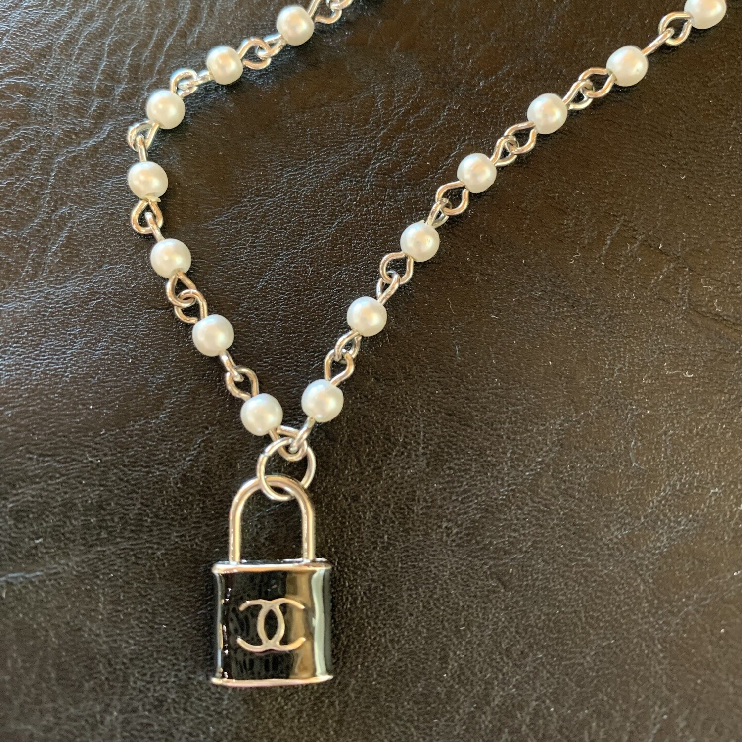 Pearl Chanel Lock Necklace