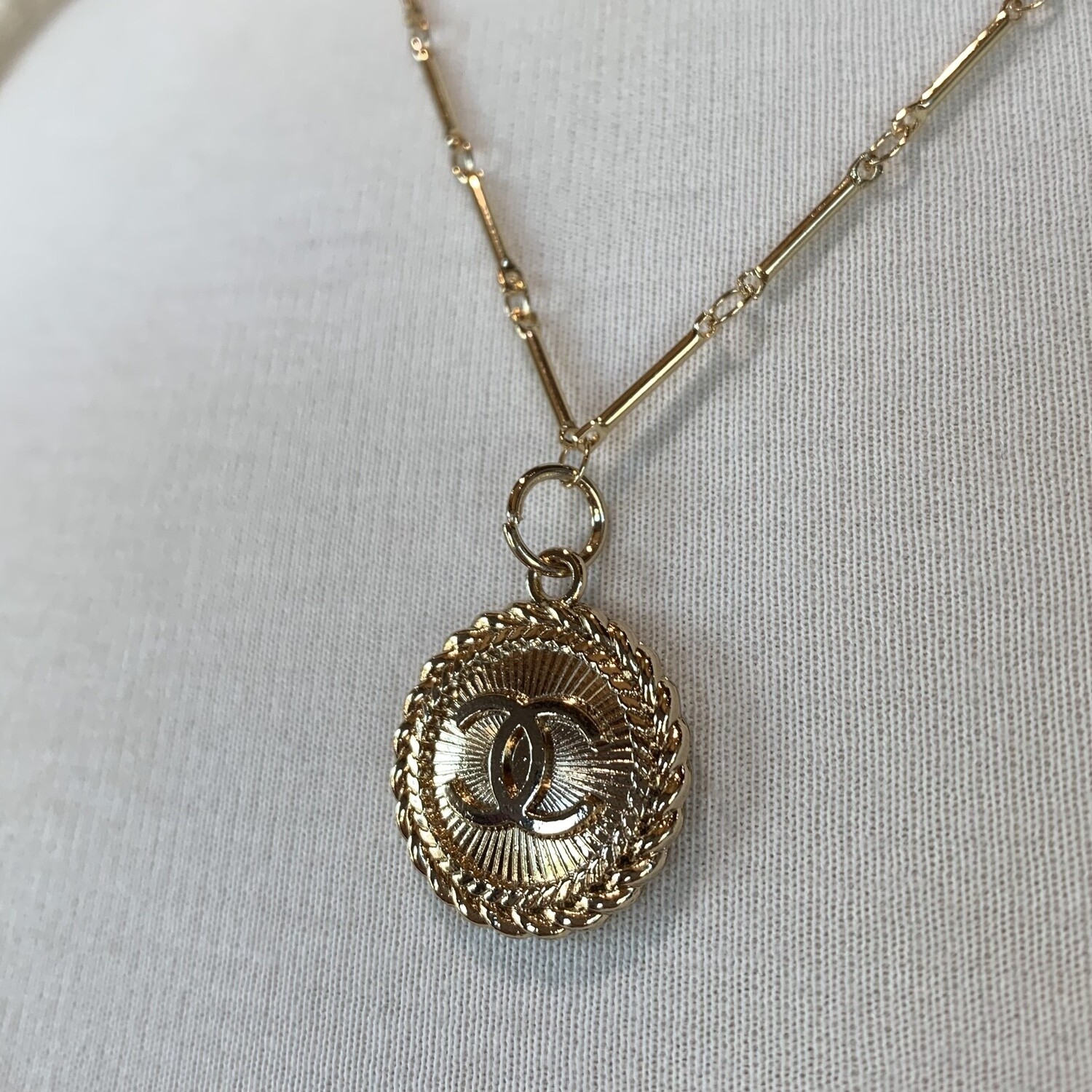Gold Chanel Button Necklace