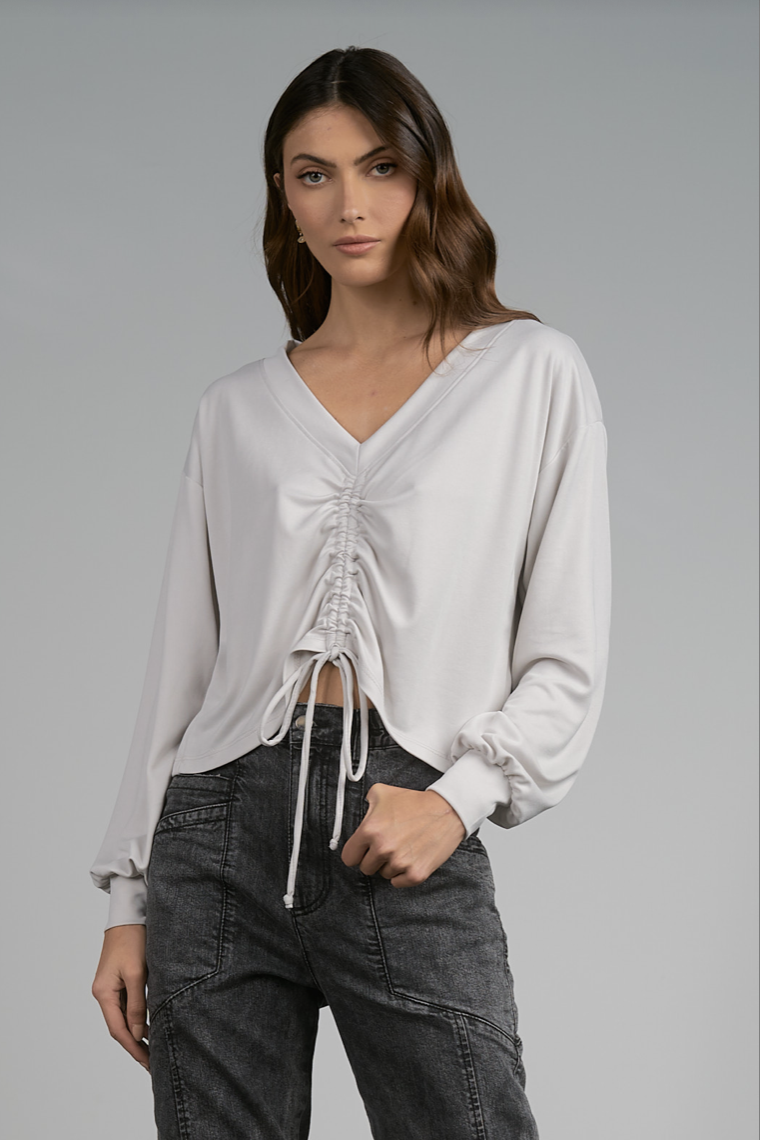 L/S Cinched-Front Top