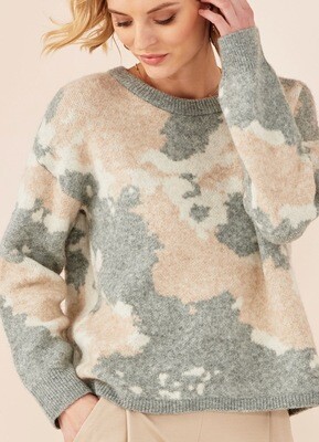 Grey Combo Scoop Sweater