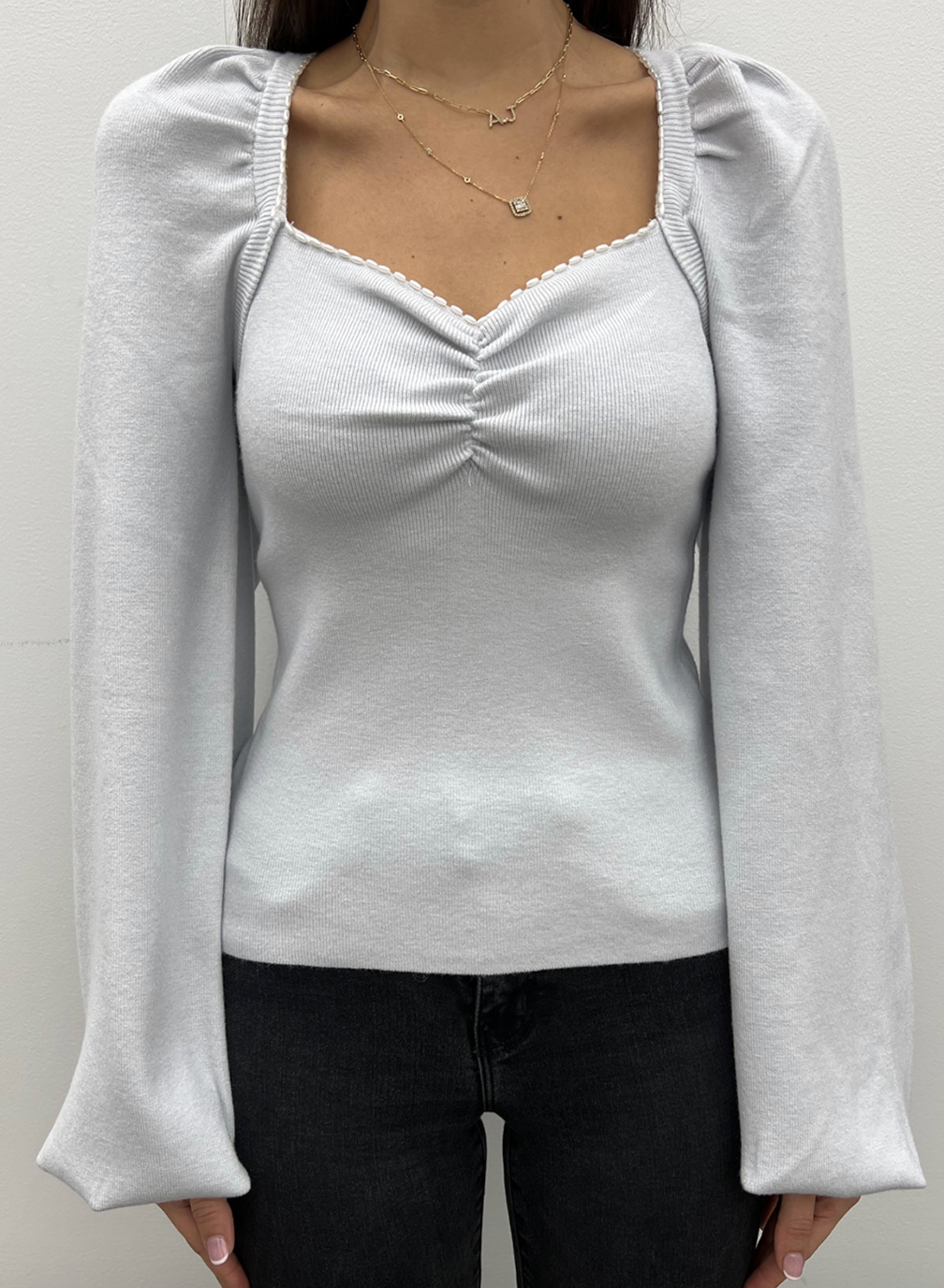 Thermal Grey Sweetheart Top