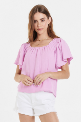 Orchid Ruffle-Sleeve Top