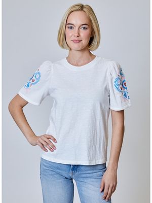White SS Embroidered Top
