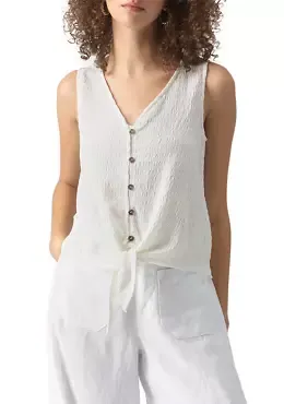 White Link Up Tie Tank