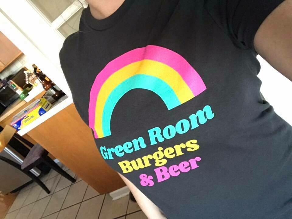 Green Room rainbow tee shirt