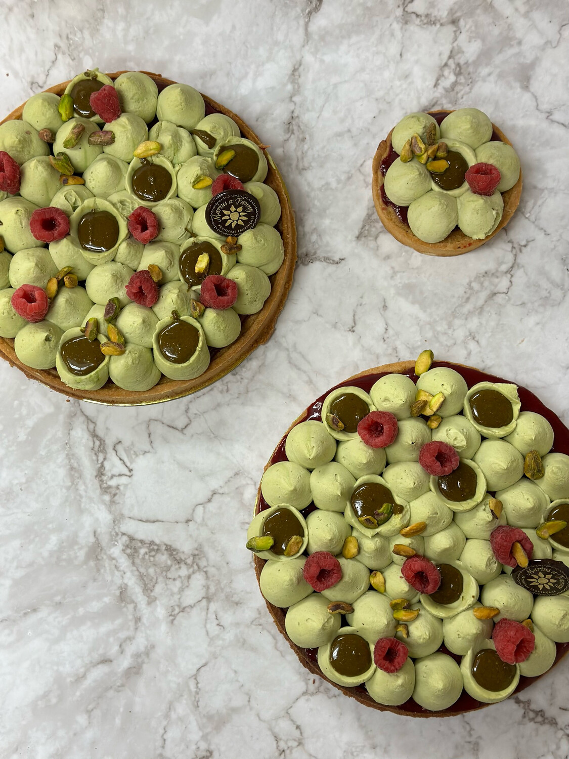 Tarte pistache framboises