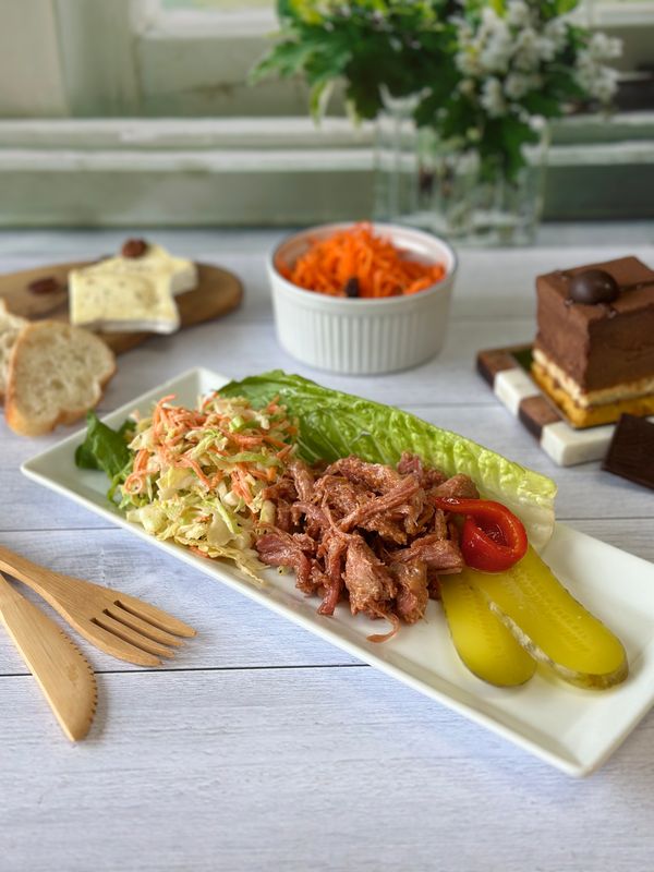 Plateau repas porc effiloché bbq