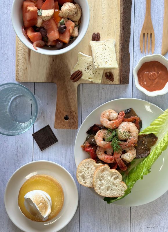 Plateau repas crevettes grillées