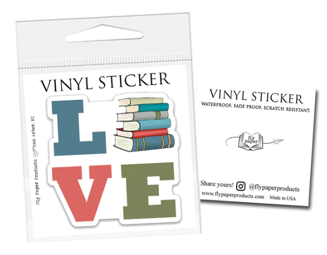 Fly Paper Products LOVE Books Vinyl Sticker