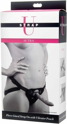 U Strap Sutra Fleece Lined Strap On with Vibrator Pouch