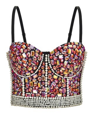 Colorful Rhinestone Bustier Top Small Colorful Rhinestone Bustier Top Small