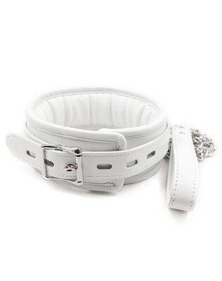 White PU Leather Collar And Leash Set