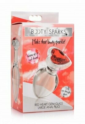 Booty Sparks Red Heart Glass Anal Plug Large