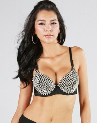 Spiked Silver Bra