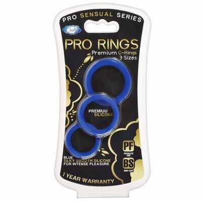 Cloud 9 Sensual Silicone Cock Ring 3 Pack Blue
