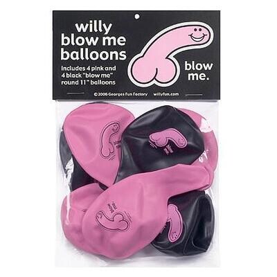 Willy Blow Me Balloons 8 Pack