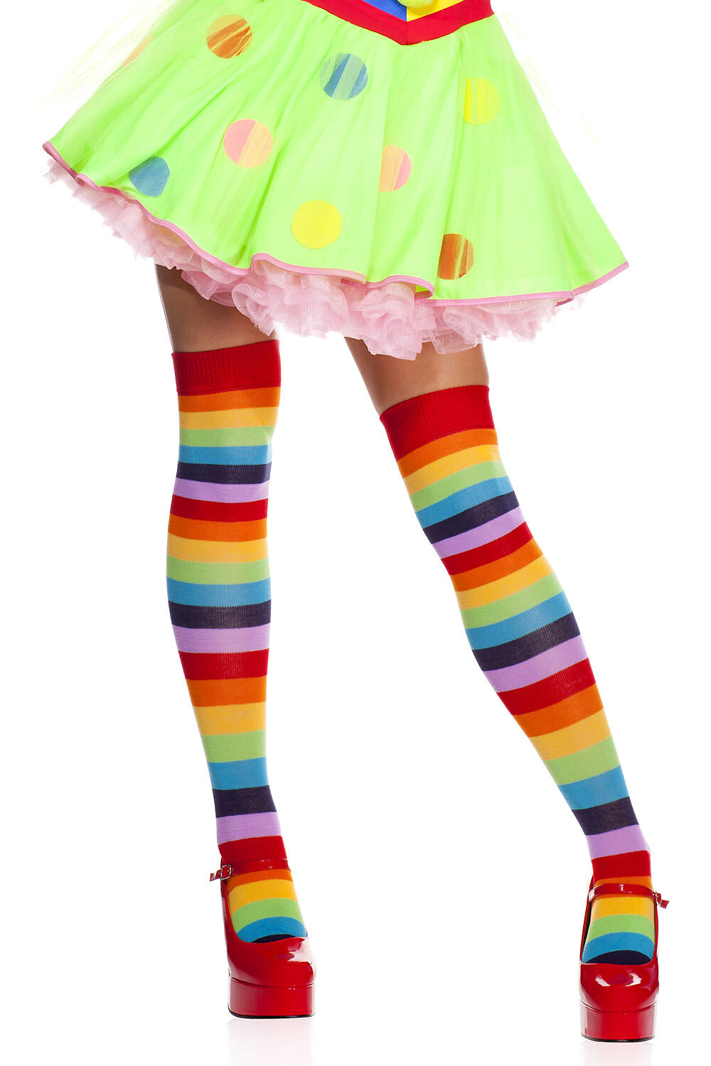 Music Legs Rainbow Acrylic Thigh High One Size