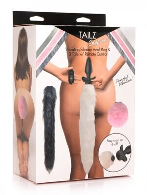 Tailz Snap On Vibrating Anal Plug w/ 3 Tails And Remote Control