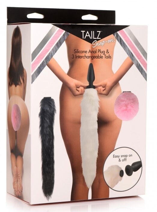 Tailz Silicone Small Anal Plug W/ 3 Interchangeable Tails