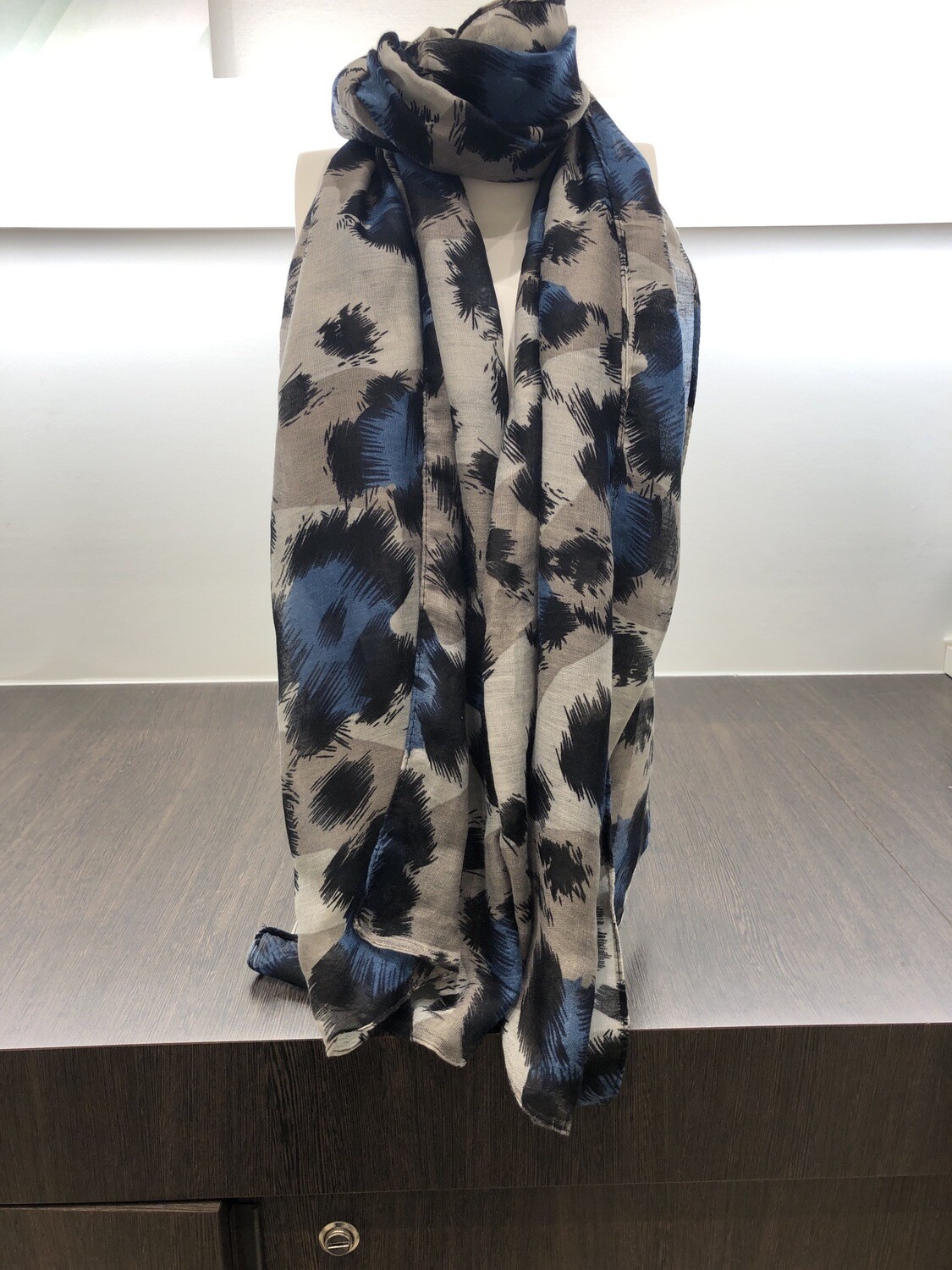 Sjaal Zwart/grijs/blauw