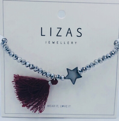Armband Lizas Zilver/Bordeaux