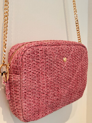 Pink wicker bag