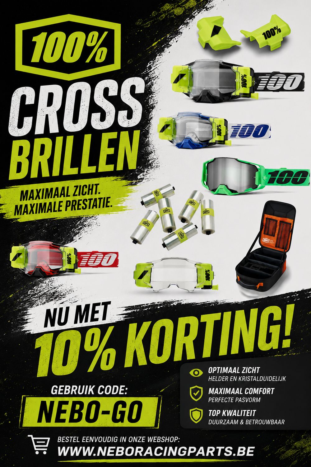10% korting op alle 100% brillen en toebehoren 