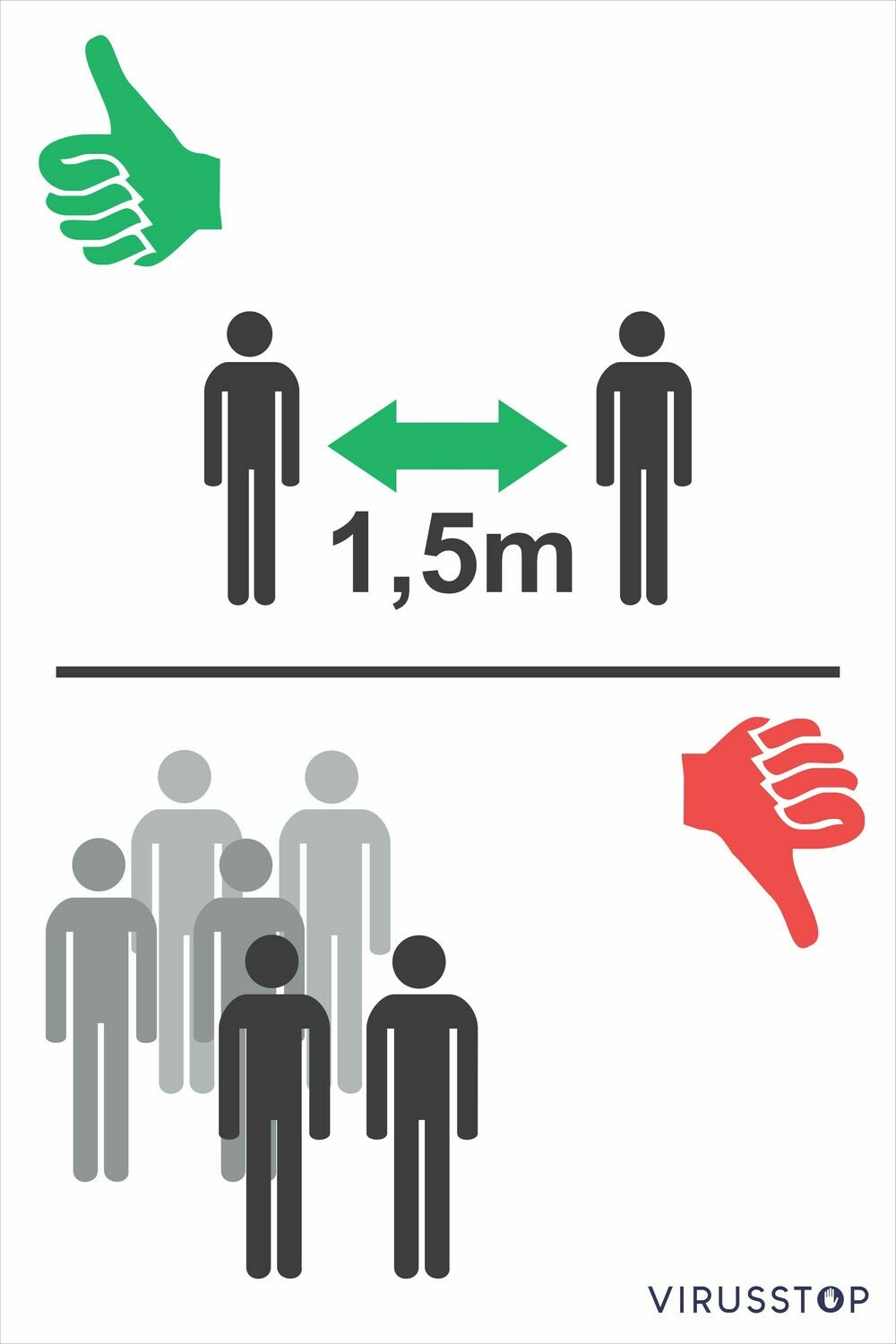 Info Bord: Samenscholing verboden - Duim groen/rood Info Bord: Samenscholing verboden - Duim groen/rood