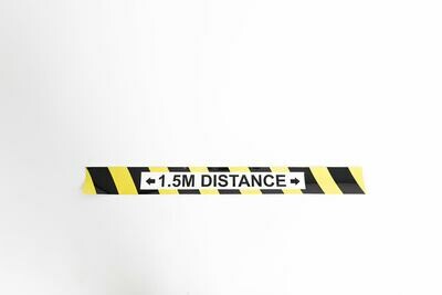 Vloersticker: 3 X Vloerlijn zwart/geel 1,5m Distance