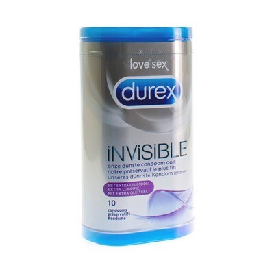 DUREX INVISIBLE EXTRA FIJN + EXTRA GLIJMIDDEL 10 DUREX INVISIBLE EXTRA FIJN + EXTRA GLIJMIDDEL 10