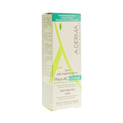 ADERMA PHYS-AC GLOBAL CREME A/ONZUIVER. TUBE 40ML ADERMA PHYS-AC GLOBAL CREME A/ONZUIVER. TUBE 40ML
