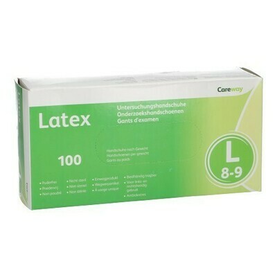 CAREWAY HANDSCHOENEN LATEX L N/STER PDR/VR 100 CAREWAY HANDSCHOENEN LATEX L N/STER PDR/VR 100