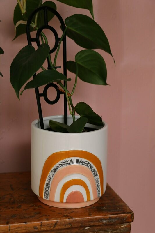 Rainbow planter 14cm (small), pink and mustard