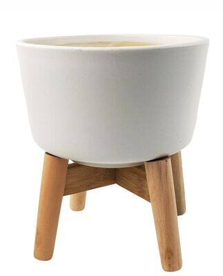 SALE White planter on timber legs