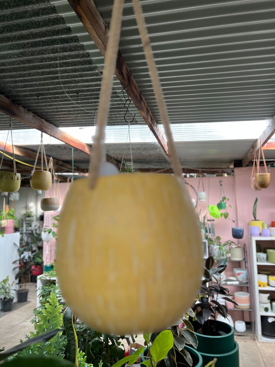 Hanging planter- yellow earthy