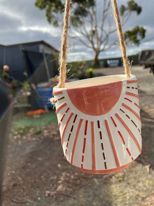 Hanging Sunshine planter pink shades